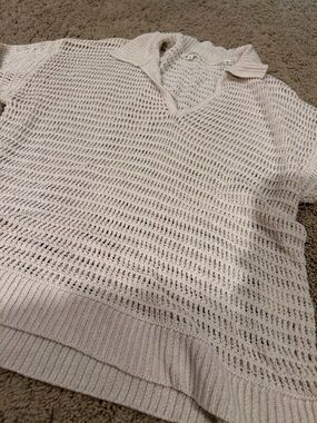 Max Studio Crochet Knit Beige Top